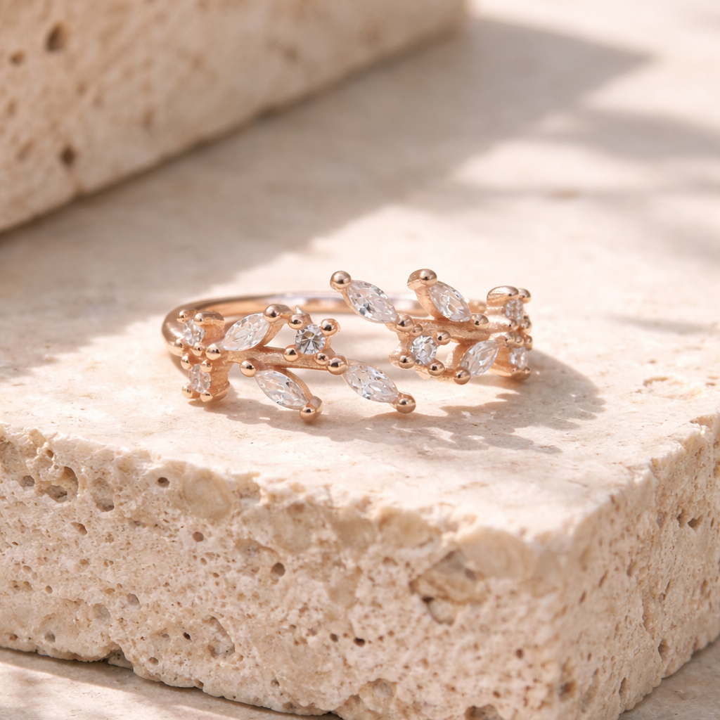 Golden Whisper 925 Sterling Silver Ring(Adjustable)
