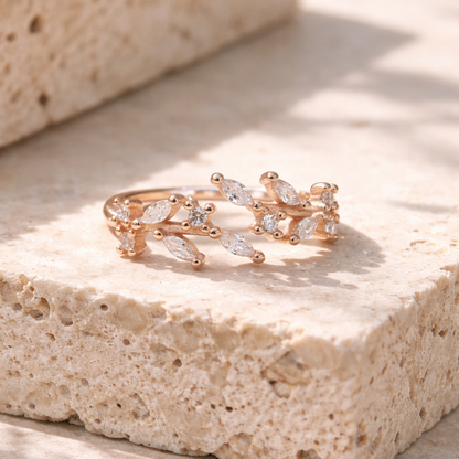 Golden Whisper 925 Sterling Silver Ring(Adjustable)