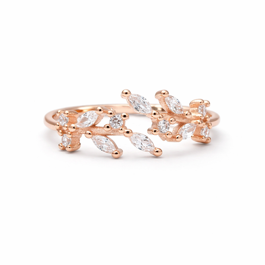 Golden Whisper 925 Sterling Silver Ring(Adjustable)