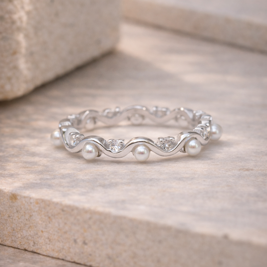Pearl Cascade 925 Sterling Silver Ring