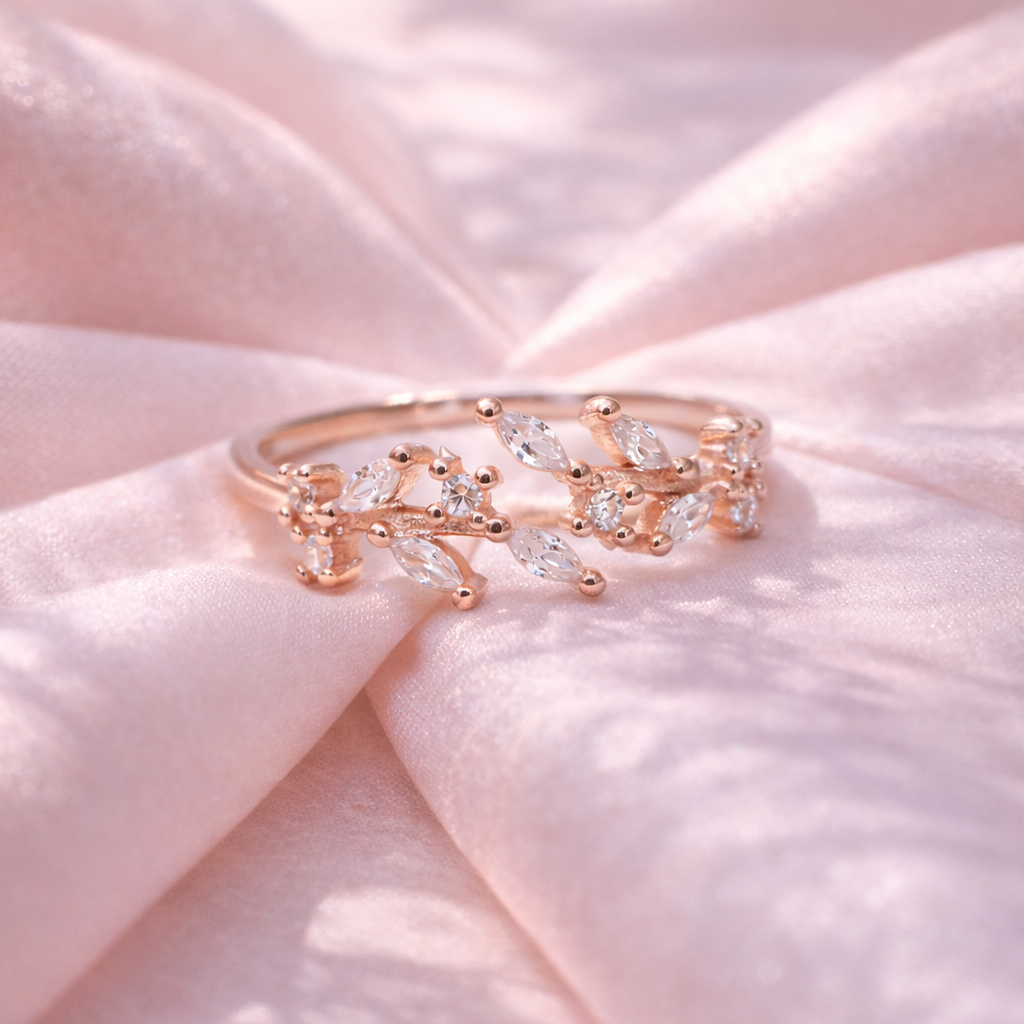 Golden Whisper 925 Sterling Silver Ring(Adjustable)