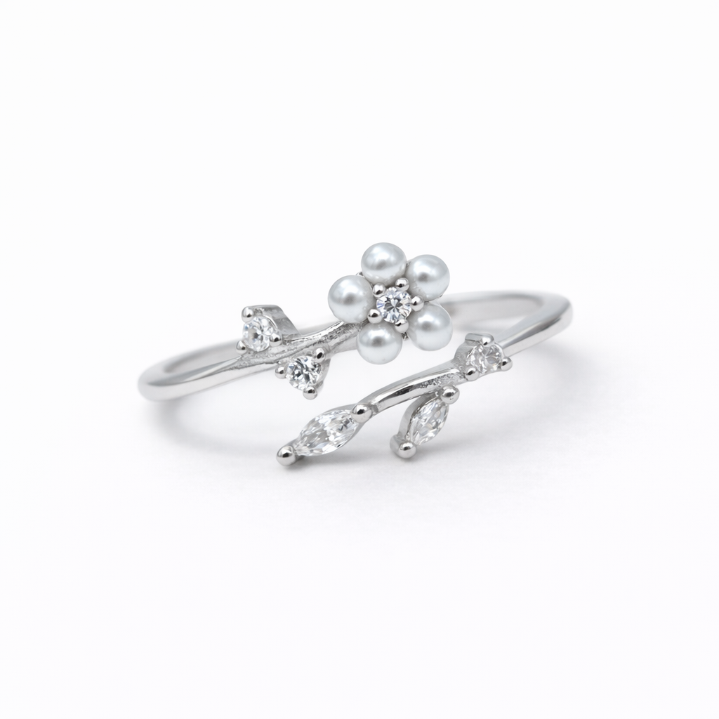 Moonlight Bloom 925 Sterling Silver Ring(Adjustable)