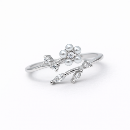 Moonlight Bloom 925 Sterling Silver Ring(Adjustable)