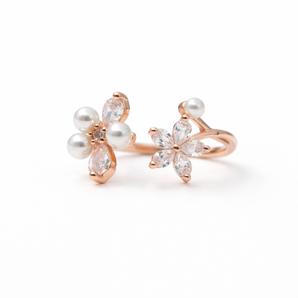 Pearl Petal Spark 925 Sterling Silver Ring(Adjustable)