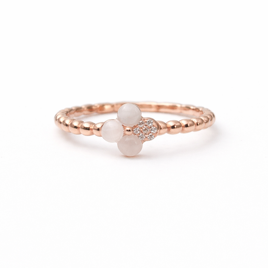 Opalite Clover 925 Sterling Silver Ring