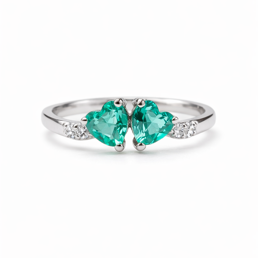 Twin Hearts 925 Sterling Silver Ring