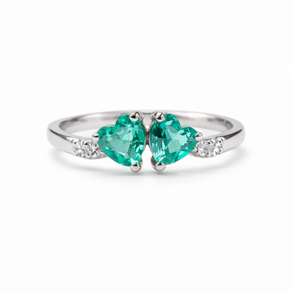 Twin Hearts 925 Sterling Silver Ring