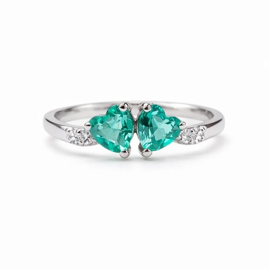 Twin Hearts 925 Sterling Silver Ring