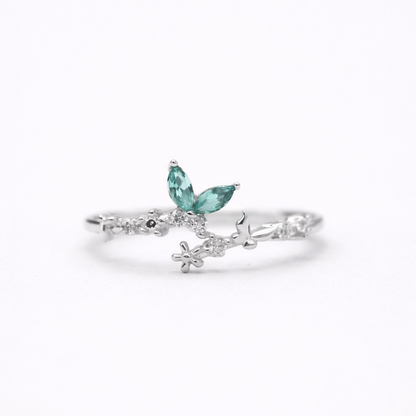 Blue Bloom 925 Sterling Silver Ring (Adjustable)