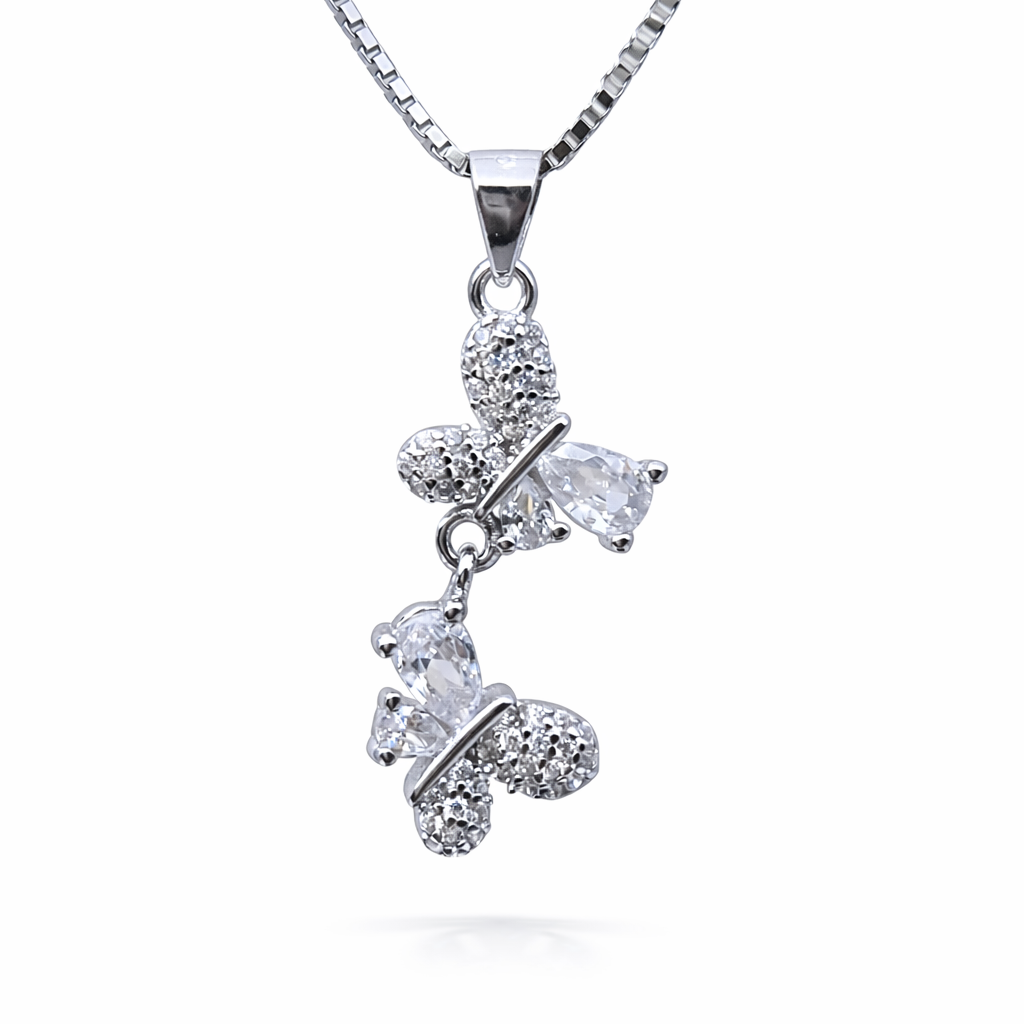 Twin Flutter 925 Sterling Silver Necklace
