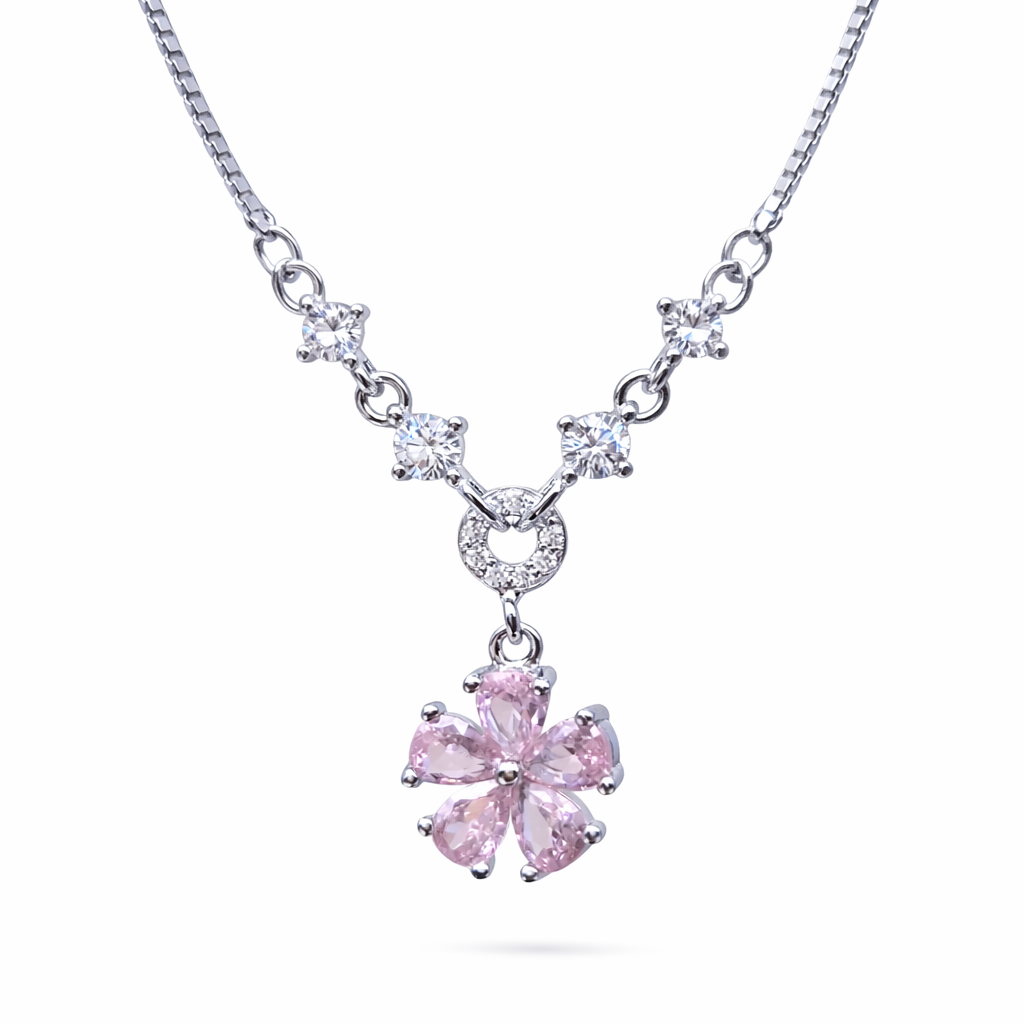 Fleur Rouge 925 Sterling Silver Necklace
