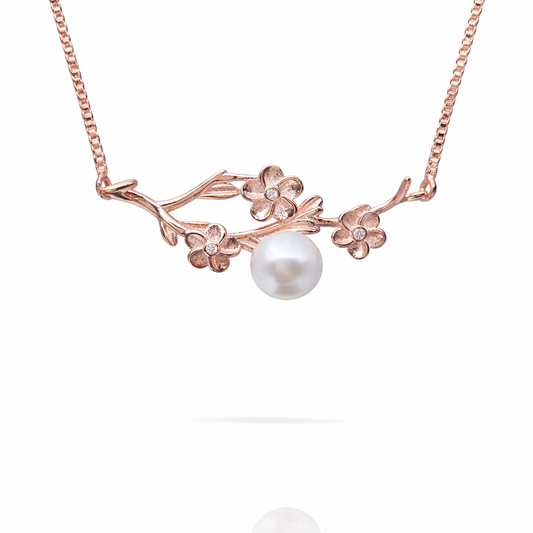 Sakura Pearl Vine Rose Gold Necklace