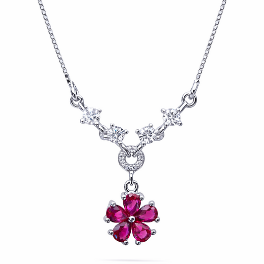 Fleur Rouge 925 Sterling Silver Necklace