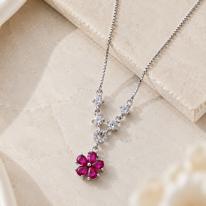 Fleur Rouge 925 Sterling Silver Necklace