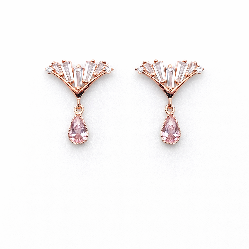 Rosé Fan 925 Sterling Silver Earrings