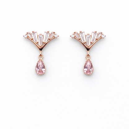 Rosé Fan 925 Sterling Silver Earrings