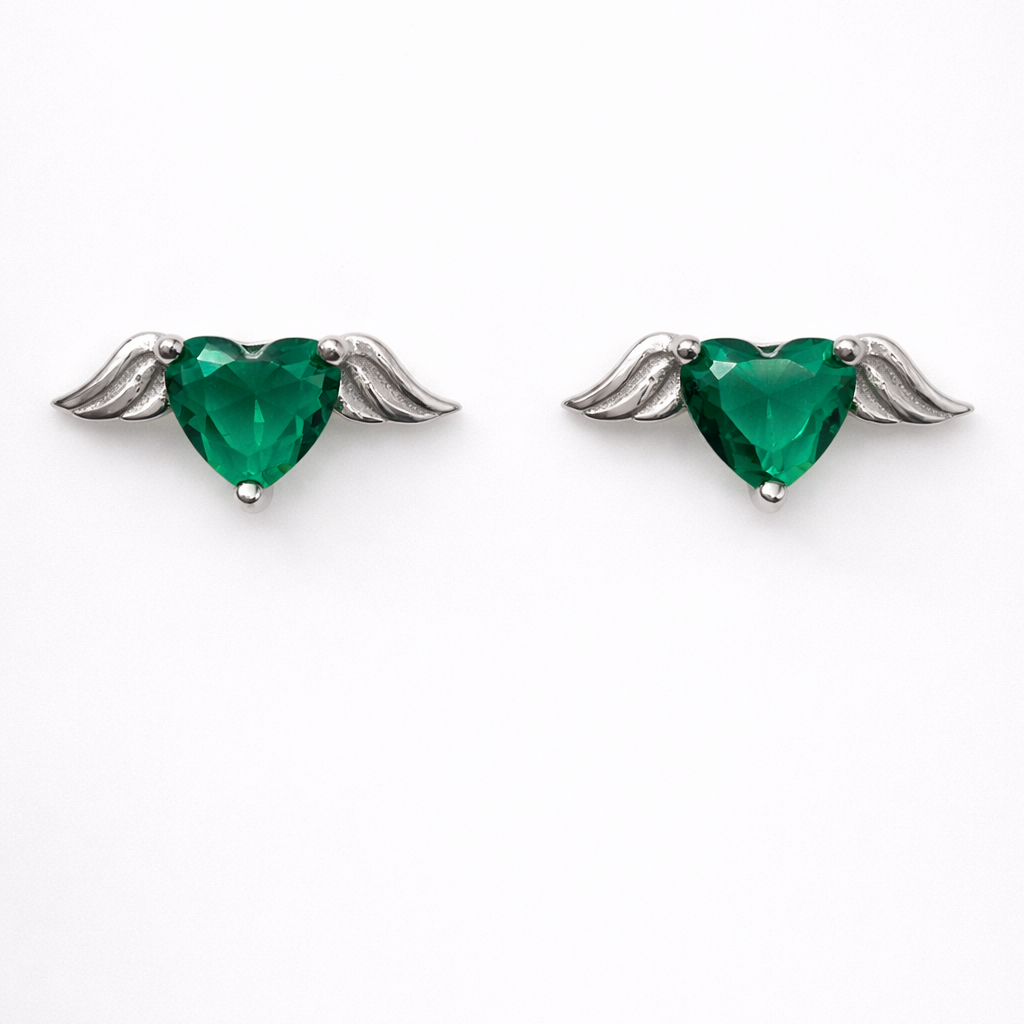 Celestial Heart Wings 925 Sterling Silver Earrings