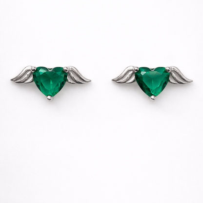Celestial Heart Wings 925 Sterling Silver Earrings