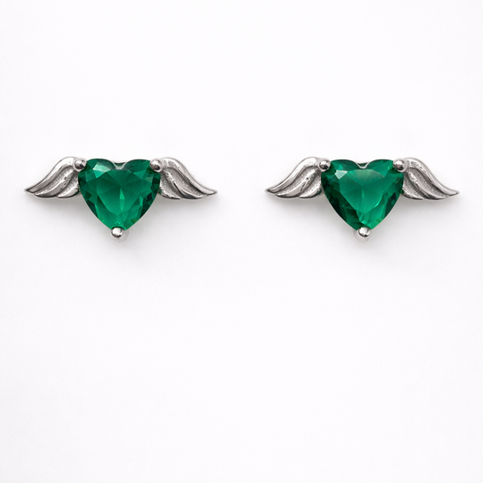 Celestial Heart Wings 925 Sterling Silver Earrings