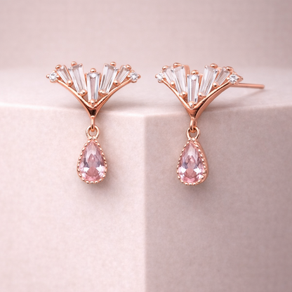 Rosé Fan 925 Sterling Silver Earrings