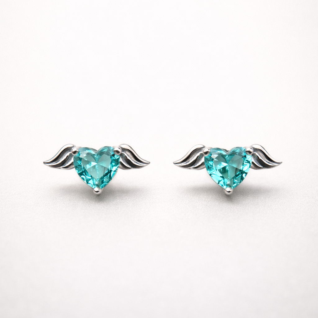 Celestial Heart Wings 925 Sterling Silver Earrings