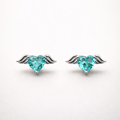 Celestial Heart Wings 925 Sterling Silver Earrings