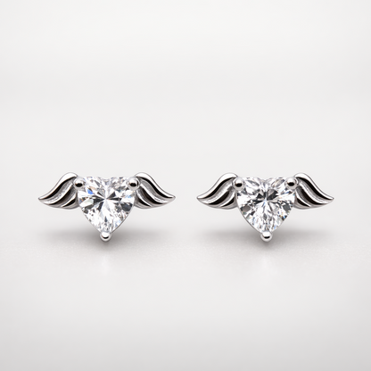 Celestial Heart Wings 925 Sterling Silver Earrings