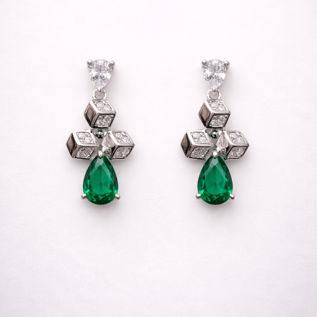 Prism Cube 925 Sterling Silver Earrings