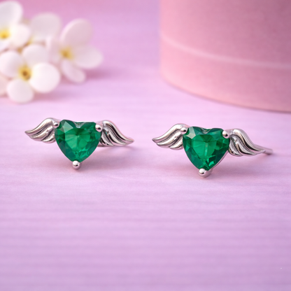 Celestial Heart Wings 925 Sterling Silver Earrings