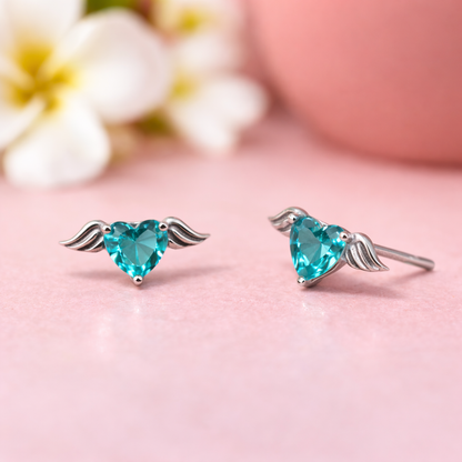 Celestial Heart Wings 925 Sterling Silver Earrings
