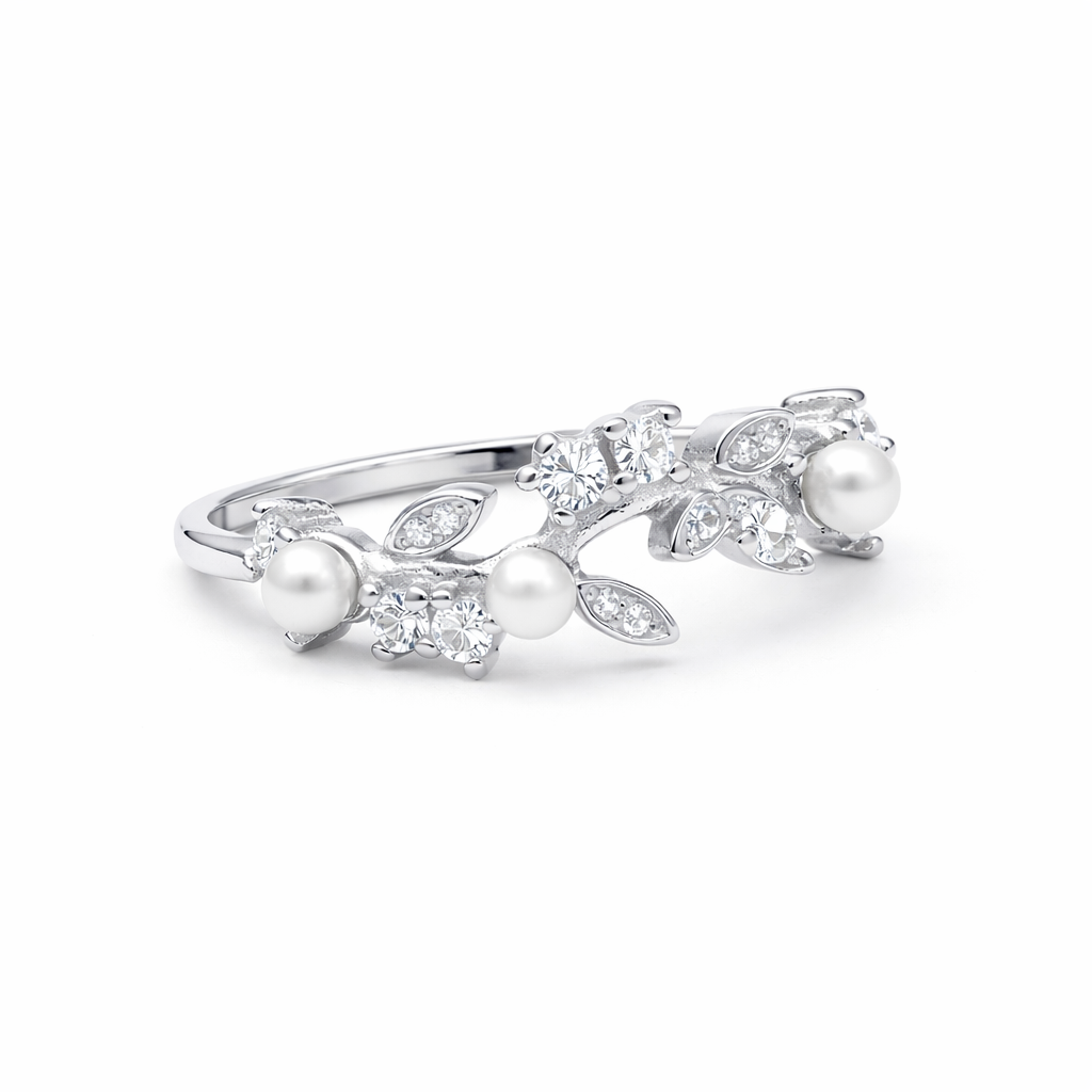 Pearl Harmony Vine 925 Sterling Silver Ring