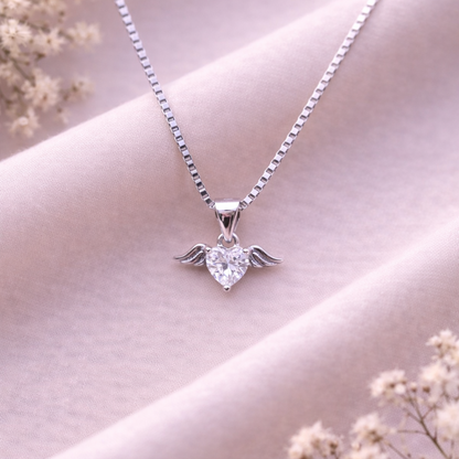 Winged Heart 925 Sterling Silver Necklace