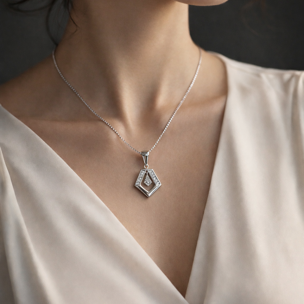 Lustre Frame 925 Sterling Silver Necklace