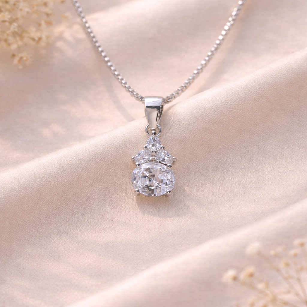 Verdant Spark Drop 925 Sterling Silver Necklace