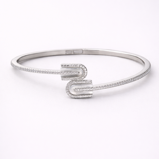 Twin Curve Radiance Cuff 925 Sterling Silver Bracelet