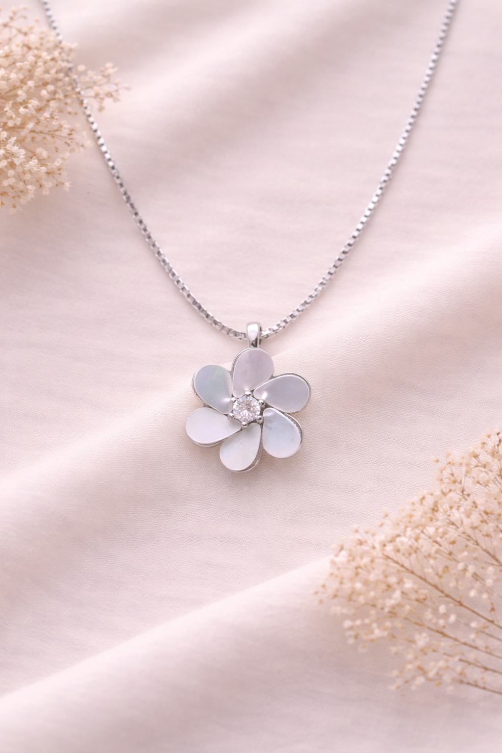 Moonlit Petal 925 Sterling Silver Necklace