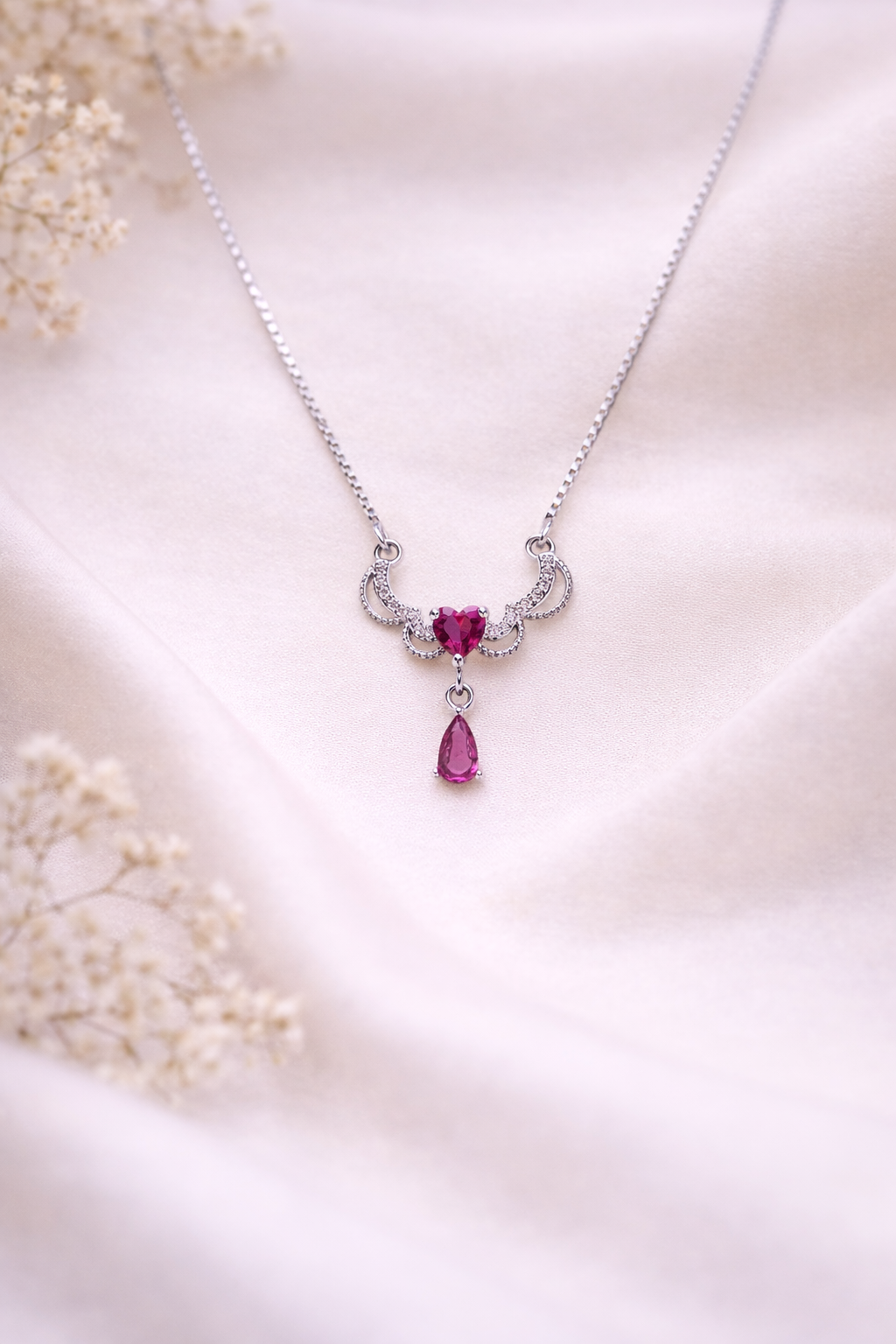 Seraphina Emerald Drop 925 Sterling Silver Necklace