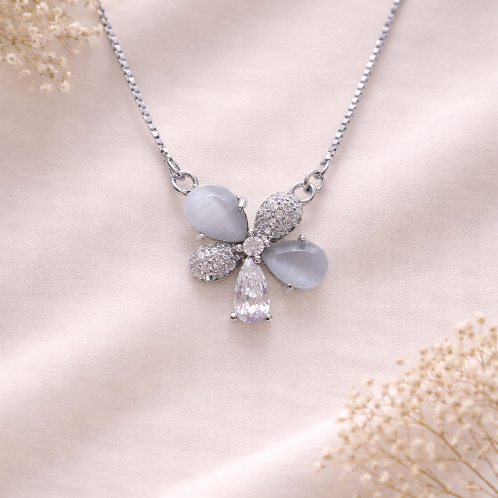 Blush Petal Glow 925 Sterling Silver Necklace