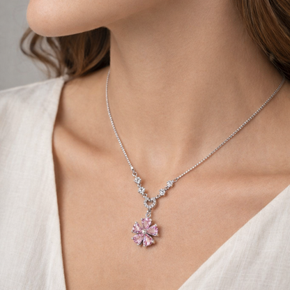 Fleur Rouge 925 Sterling Silver Necklace