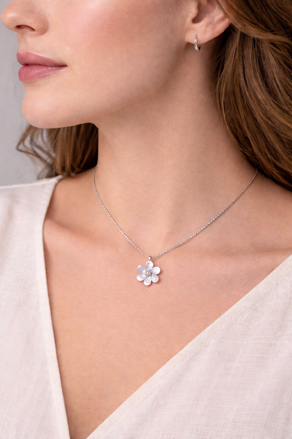 Moonlit Petal 925 Sterling Silver Necklace