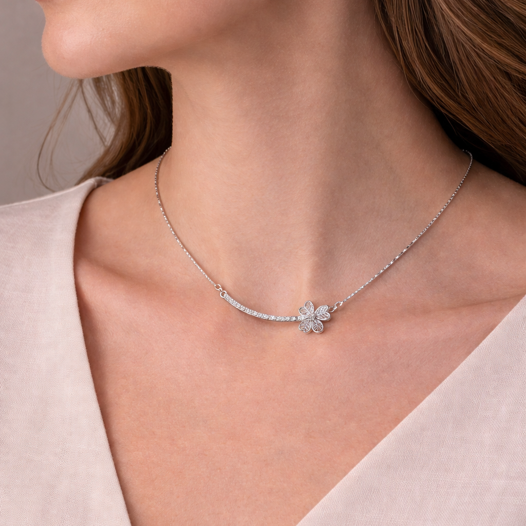 Golden Bloom Curve Necklace