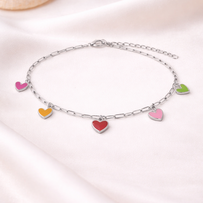 Candy Hearts 925 Sterling Silver Bracelet(Adjustable)