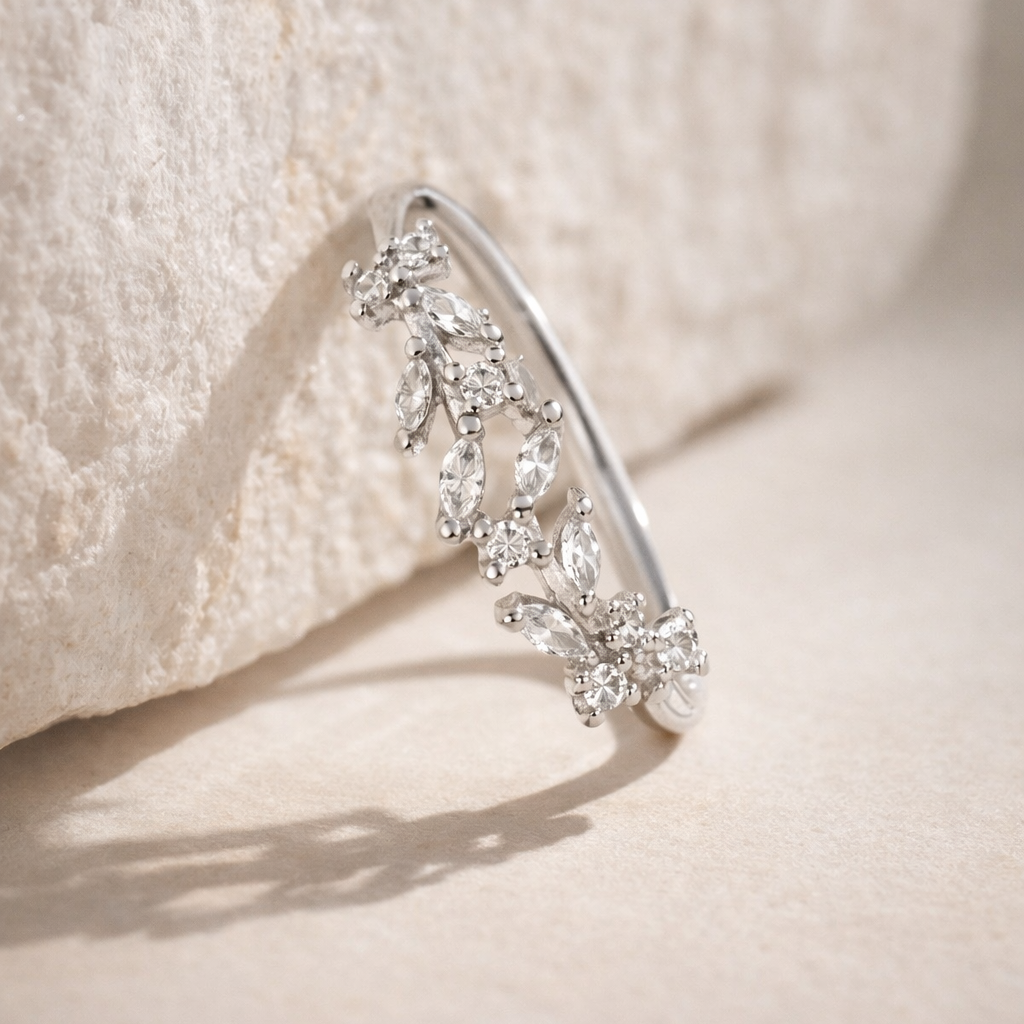 Golden Whisper 925 Sterling Silver Ring(Adjustable)