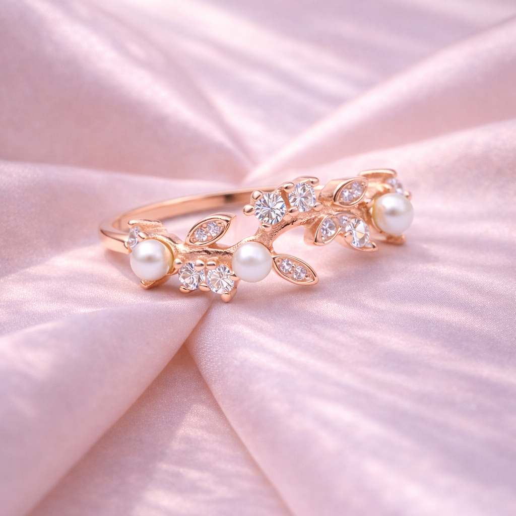 Pearl Harmony Vine 925 Sterling Silver Ring