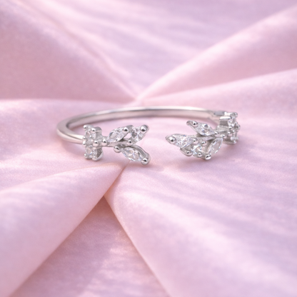 Golden Whisper 925 Sterling Silver Ring(Adjustable)