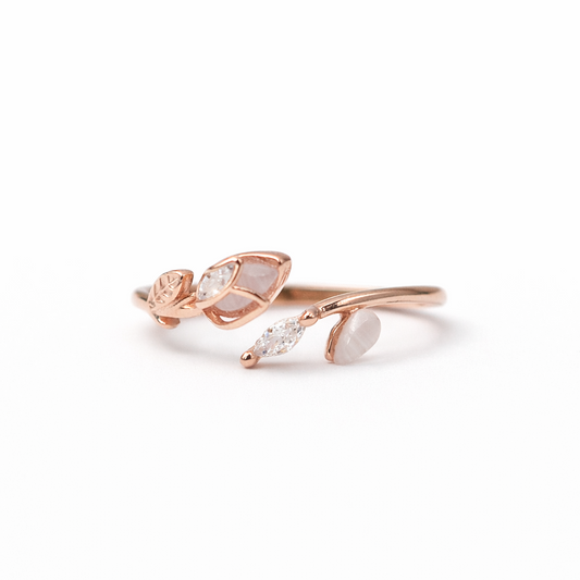 Twin Bloom 925 Sterling Silver Ring(Adjustable)