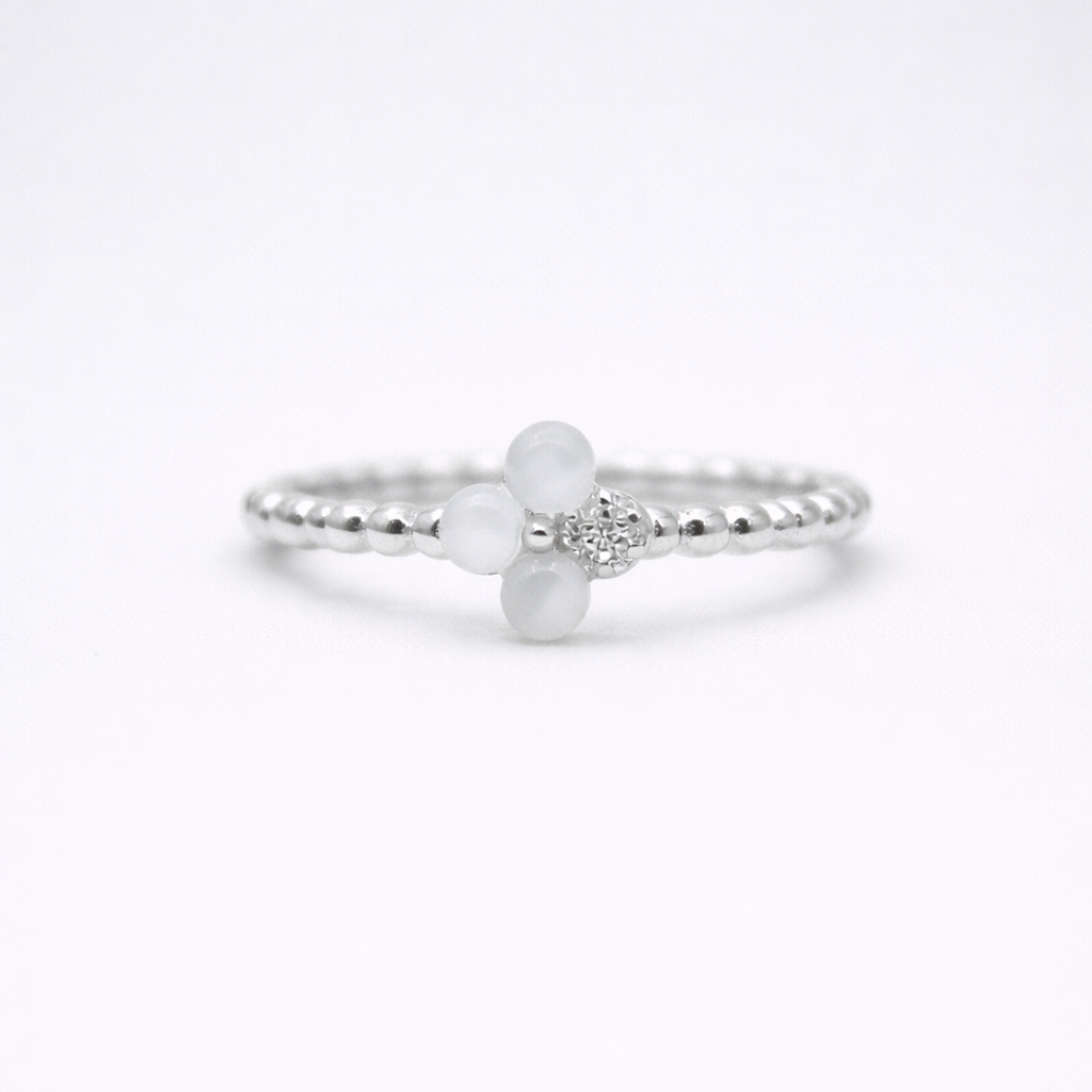 Opalite Clover 925 Sterling Silver Ring