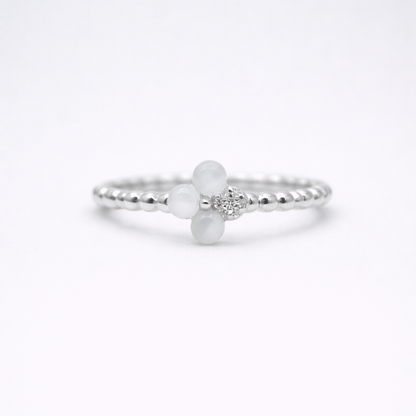 Opalite Clover 925 Sterling Silver Ring