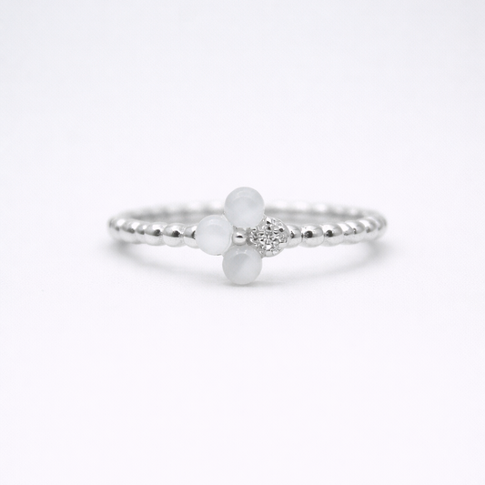 Opalite Clover 925 Sterling Silver Ring