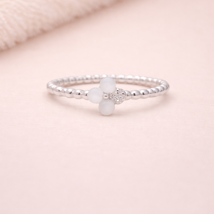 Opalite Clover 925 Sterling Silver Ring